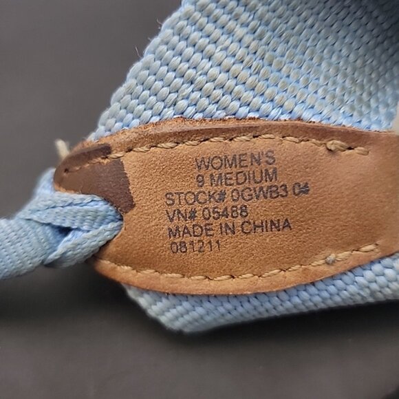 L.L. BEAN Blue Canvas Sandpiper Printed Rubber Sole Slip On Sandal Flip Flops 9 - Picture 12 of 13